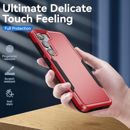 for Samsung Galaxy S23 Case with HD Screen Protector, Dual Layer Military Grade Drop Tested, Heavy Duty Rugged Shockproof Non-Slip Outdoor Protective Cover, Red - color: Red
