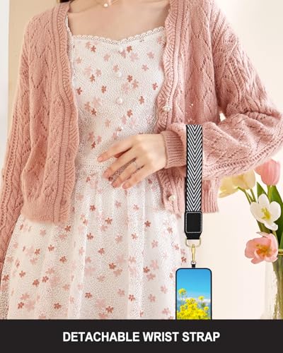 Nipichsha Crossbody Phone Strap with Wallet, Clip and Go Strap for Phone - color: Abstract Texture