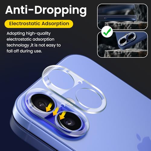3PCS Rear Back Camera Lens Protector Tempered Glass for iPhone 17/16/16 Plus - HD Clear Full Coverage Guard - color: for iPhone 17 & iPhone 16/16 Plus