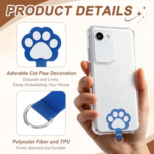 uxcell Phone Tether Tab Universal Cat Paw Phone Lanyard Case Patch Phone - color: Blue