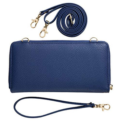 K . A Womens Wristlet Wallet Crossbody Bag Cellphone Purse Handbag RFID Card Slots 2 Strap Wrist - color: Blue