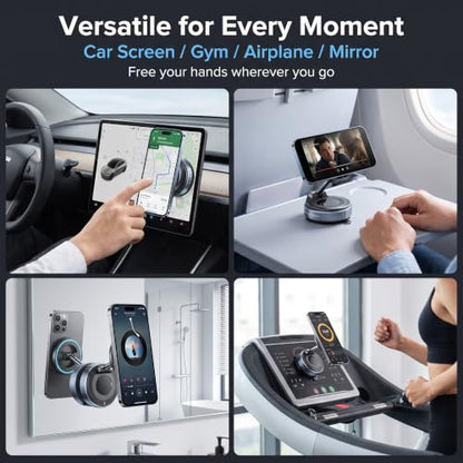 【96LBS Ultra Suction】Vacuum Magnetic Car Phone Holder for MagSafe, 2026 Upgraded 360° Reinforced Phone Mount for Car Dashboard Windshield Mirror, Compatible with iPhone 17 16 15 Pro Max & All Phones