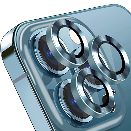 Compatible with iPhone 12 Pro Max Camera Lens Protector, Anti-Scratch 9H Tempered Glass Metal Camera Screen Protector Shockproof Cover Film -3 Pcs Pacific Blue - color: Pacific Blue