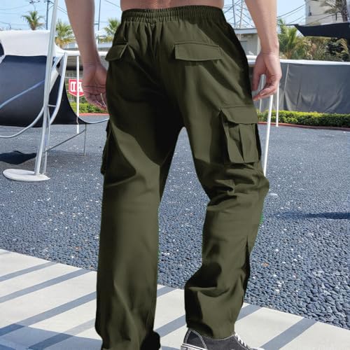 Men Cargo Pants Cotton Twill Breathable Tactical Waterproof Flap Pockets Hiking Beach Fishing Tactical Pants for Men - color: A Army Green, size: X-Large