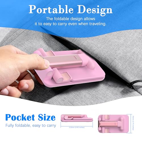 Cell Phone Stand, Adjustable Angle and Height Cell Phone Holder for Desk, Foldable and Portable, Anti-Slip Silicone Pad, Compatible with All Mobile Phones and 4-8 Inch Devices (Black&White&Pink) - color: Black&White&Pink