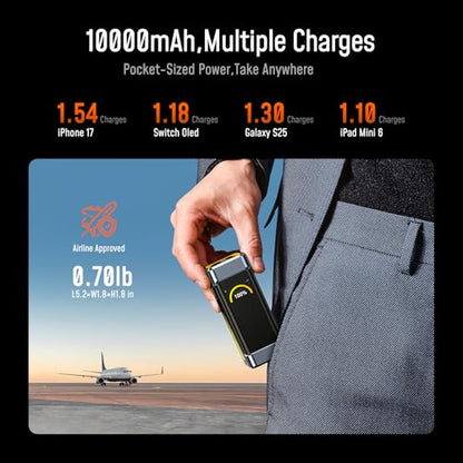 AOHI 210W PD 3.1 Laptop Power Bank 10000mAh, Dual 140W USB-C Port Charger - color: 10000mAh 210W