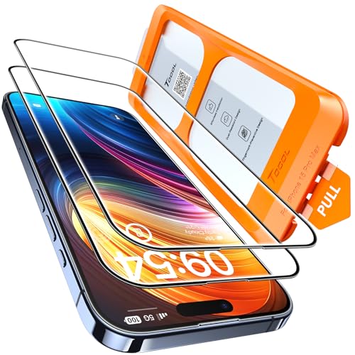 TOCOL for iPhone 15 Pro Max Screen Protector, Clear | 9H+ Tempered Glass HD Clear, Full Edge Coverage, 8FT Military Grade Shatterproof, Anti-Scratch Bubble-Free, Case Friendly - color: Clear