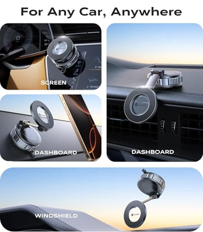 VICSEED Car Phone Holder for Magsafe Car Mount [85 LBS Strongest Suction] - color: Black-Vacuum