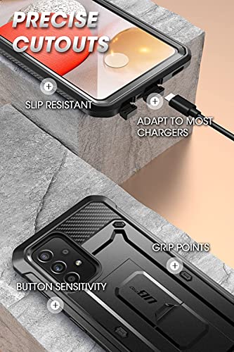 SUPCASE for Samsung Galaxy A52 4G / 5G, A52s 5G Case with Kickstand, Black | Built-in Screen Protector, Belt Clip, Heavy Duty Shockproof Rugged Design, Military-Grade Protection, Unicorn Beetle Pro - size: Galaxy A52 5G