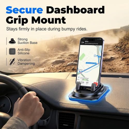 2026 360° Rotatable Car Phone Mount - Adjustable Dashboard Phone Holder, Universal Navigation Stand for Smartphone, Car Interior Accessory (1PC)