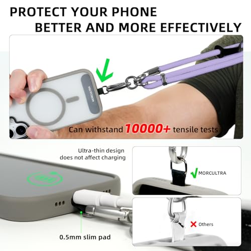 Phone Lanyard, 3 Ways to Wear: Crossbody, Neck and Wrist Strap - color: Purple