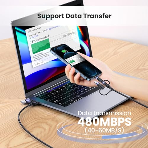 3-in-1 USB C Multi Fast Charging Cable 60W 4FT Nylon Multi Charger - color: Black, size: 4FT