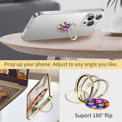 Cell Phone Ring Holder, Cute Phone Ring Grip Stand, 360°Rotation Funny Metal Kickstand Finger Grip Colorful Cute Dog Paws - color: Colorful Cute Dog Paws