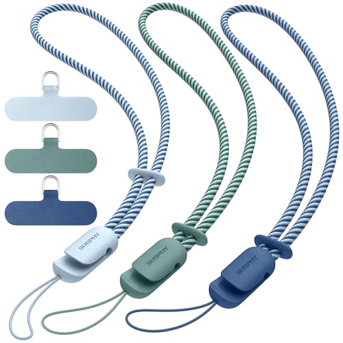 SURPHY 3 Pack Phone Wrist Strap, Phone Lanyard with Cellphone Tether Tab - color: Cloud Blue & Blue Jay & Green