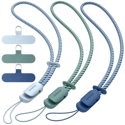 SURPHY 3 Pack Phone Wrist Strap, Phone Lanyard with Cellphone Tether Tab - color: Cloud Blue & Blue Jay & Green
