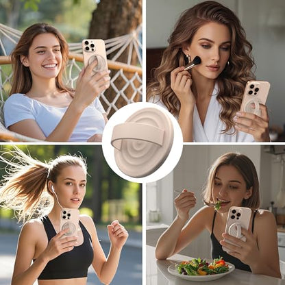 Magnetic Phone Grip for MagSafe, Silicone Ring Grip, Oat - color: Oat