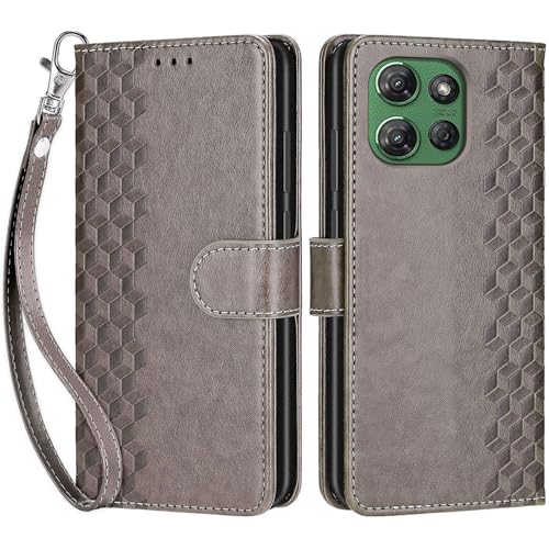 Wallet Case for Motorola Moto G Power 2025/2026, Gray Cube | Women Flip Folio Cover, Embossed PU Leather, Stand, Credit Card Holders Slots, Wrist Strap - color: 2
