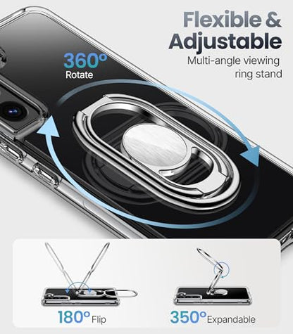 Shields Up for Samsung Galaxy S21 FE Case with Stand, Galaxy S21 FE Case Clear with Double Ring Holder [Adjustable & Foldable] Shockproof Protective Cover - Clear - color: Clear, size: Galaxy S21 FE