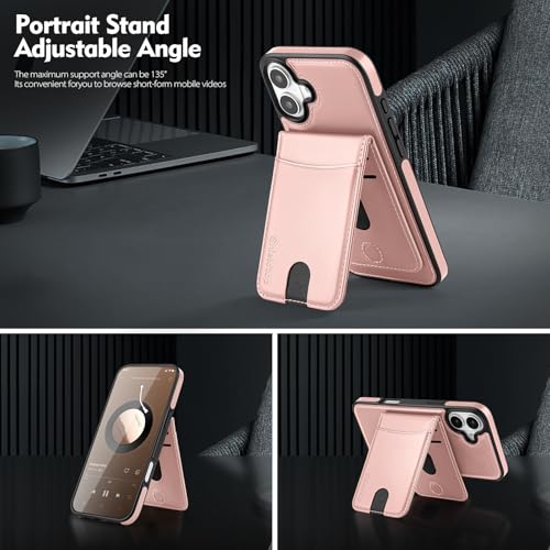 Shieldtop Compatible with MagSafe iPhone 16 Plus Wallet Case,Rose Gold | 2 in 1 Detachable Magnetic,Credit Card Holder Slots,RFID Blocking,PU Leather,Kickstand,Flip Folio Phone Cover for Men & Women - color: Rose Gold, size: iPhone 16 Plus 6.7"