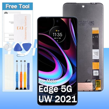 (Original) Screen Replacement for Motorola Moto Edge 5G UW 2021 XT-2141 | 6.8'' LCD Display | Black | Tools Included