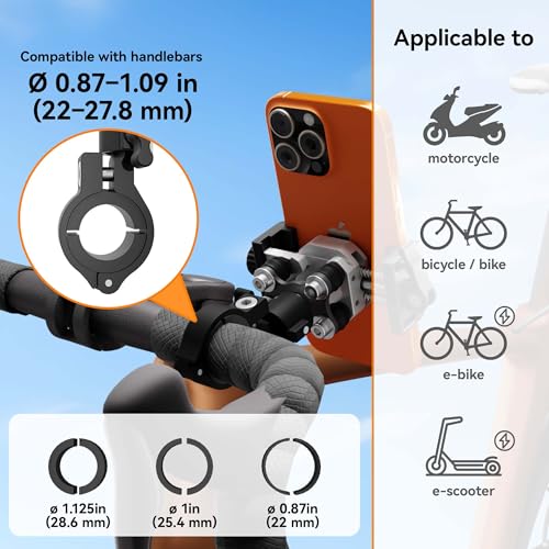 Motorcycle Bike Phone Holder with Vibration Dampener, Aluminum Alloy