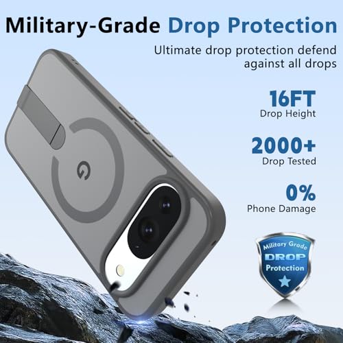 for Pixel-10 Case/Pixel-10-Pro Case, Built-in Durable Stand, Gray - color: Gray, size: Pixel 10/10 Pro 6.3"
