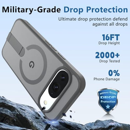 for Pixel-10 Case/Pixel-10-Pro Case, Built-in Durable Stand, Gray - color: Gray, size: Pixel 10/10 Pro 6.3"