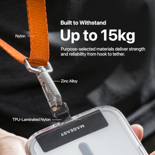 MAGEASY Rover iPhone Lanyard Crossbody with Tether Tab & Attachment Loop, Adjustable Anti Theft Phone Strap for Samsung Google Pixel Phone, 20mm Neck Shoulder Lanyard (Single Clip, Gray) - color: Gray, size: Single Clip