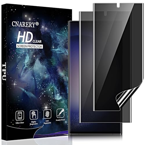 2 Pack Privacy Screen Protector for Samsung Galaxy S23 Ultra [Not Glass], Anti-spy Flexible TPU Screen Protector, Support Fingerprint Unlock Full Coverage