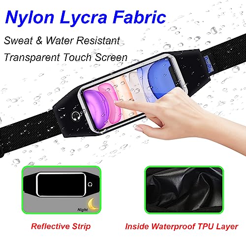 Running Belt,Fanny Pack Fits Phones UP to 6.5" for Women Men,Black and Pink | Belt Bag,Money Belt,Waterproof Workout Waist Pouch Phone Holder with Touchscreen,Gym Running Gift Gear Accessories - color: Black