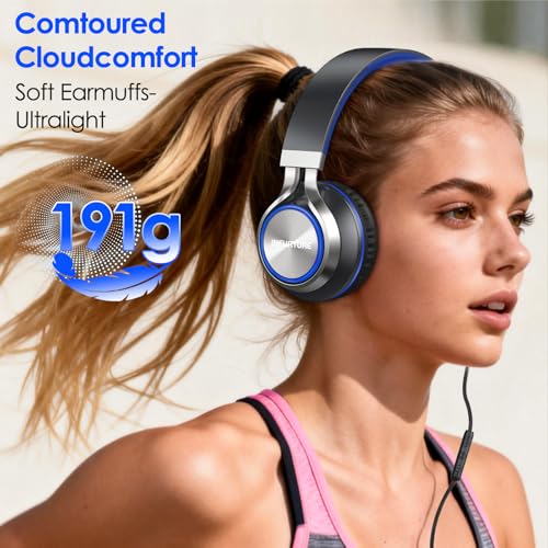 INFURTURE USB C Headphone for Kids & Adults Over-Ear Headphone with HD Mic - color: Blue