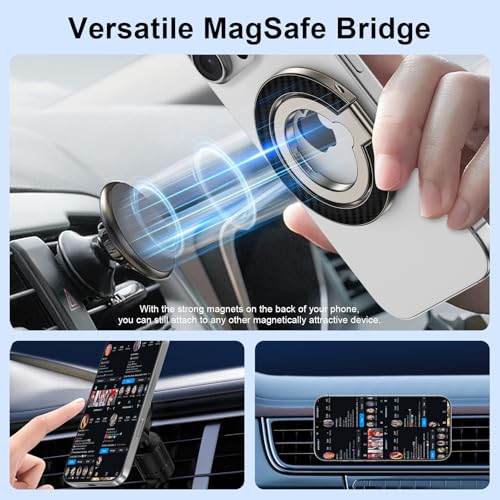 Magnetic Phone Ring Holder,Dual-Side MagSafe Phone Ring Grip with Kickstand - color: gray