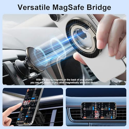 Magnetic Phone Ring Holder,Dual-Side MagSafe Phone Ring Grip with Kickstand - color: gray