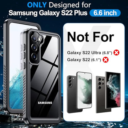 xiwxi for Samsung Galaxy S22 Plus Case Waterproof,[IPX8 Underwater Case][Full Body Shockproof & Military Dropproof] Clear Sound Quality Built-in Screen Protector for Samsung S22 Plus 6.6 inch-Black - size: For Samsung S22 Plus-6.6"