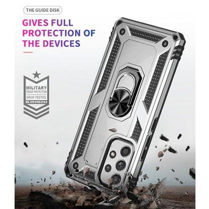 for Samsung A53 5G Case, Galaxy A53 5G Case with HD Screen Protector, [Military Grade 16ft. Drop Tested] Ring Shockproof Protective Phone Case for Samsung Galaxy A53 5G,Sliver - color: Samsung Galaxy A53 5G Case Sliver