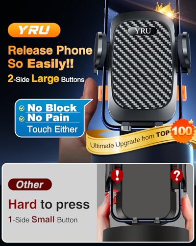 YRU True Military-Grade [360° Rotation Suction] 2026 Ultimate Car Phone Holder Mount 【90+LBS Safest Strongest & Patent Certs】 Dashboard Windshield Vent for iPhone 18 Pro Max Samsung Webcam,Gloss Black - color: Gloss Black