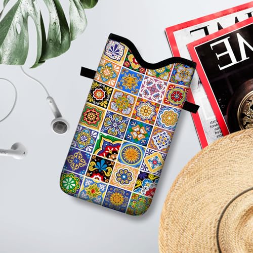 Neoprene Cell Phone Sleeve Pouch Case Bag with Crossbody Strap Neck Lanyard for Women 7.1 X 3.9 in Bohemian Style - color: Bohemian Style