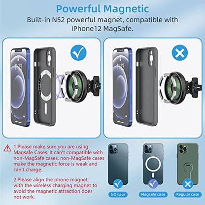 MAGJIEYX for Magsafe Car Mount Charger for Magnetic Wireless Charging for iPhone12/13/14/15/16Pro,Pro Max,Plus,Mini,Vent&Dashboard Strong Magnets Phone Holder with Fast 36W QC 3.0 Adapter - color: Light Black