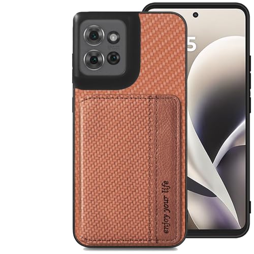for Motorola Moto G Power 2026 Case Wallet with Card Holder Brown | Shockproof Protective Phone Cases Cover, Carbon Fiber Pattern Design, Built-in 2 Credit Card Slots, Hidden Magnetic Closure - color: Brown