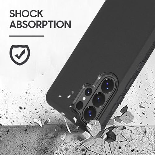 Compatible for Samsung S26 Ultra Rugged Case with Belt Clip Holster & Built-in Screen Protector, Heavy-Duty Full-Body Shockproof Cover, Military-Grade Protective Case (Black) - color: Black