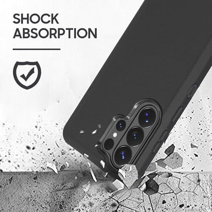 Compatible for Samsung S26 Ultra Rugged Case with Belt Clip Holster & Built-in Screen Protector, Heavy-Duty Full-Body Shockproof Cover, Military-Grade Protective Case (Black) - color: Black