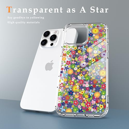 IAIYOXI Clear Case for iPhone 16 Pro, [Crystal Clear Military-Grade Drop Protection], Non-Yellowing, Slim Lightweight Transparent TPU Bumper Phone Case Cover Design - Numerous Flowers - color: Numerous Flowers, size: iPhone 16 Pro