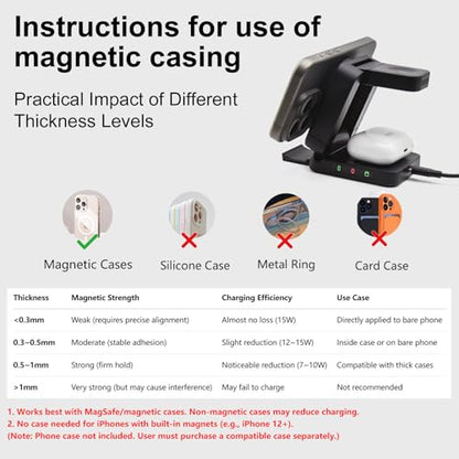 Foldable Wireless Charging Station, Black, with 30W Adapter