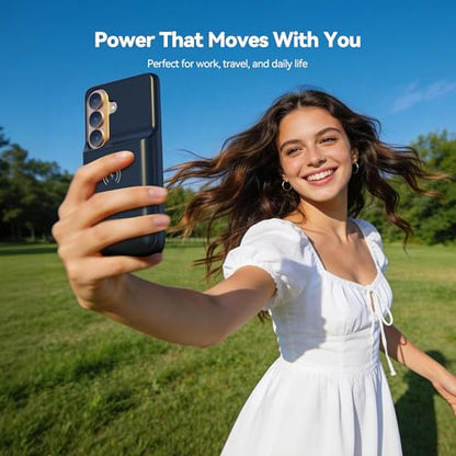 NEWDERY Battery Case for Samsung Galaxy S26 6.3", Portable Charger Case | 5000mAh Ultra Slim Battery Pack with Led Indicators, Qi Wireless Charging Supported - size: For Galaxy S26 6.3"