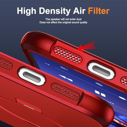 SKYLMW Compatible with iPhone 16 Plus Case with Stand,Red | iPhone 16 Plus Phone Case 6.7",Magnetic Ring Stand,Compatible with MagSafe,Military-Grade Plustection,Great Grip Feeling - color: Red, size: Iphone 16 Plus