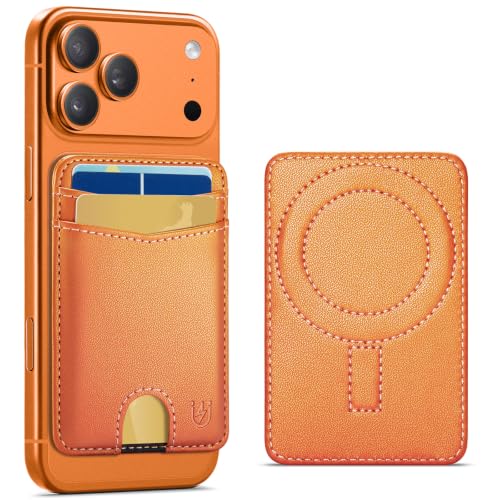 for Magsafe Wallet Magnetic Card Holder RFID Blocking, Orange - color: Orange