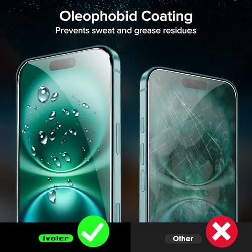 ivoler Screen Protector for iPhone 16 Plus 6.7" Tempered Glass 2-Pack - size: iPhone 16 Plus 6.7"