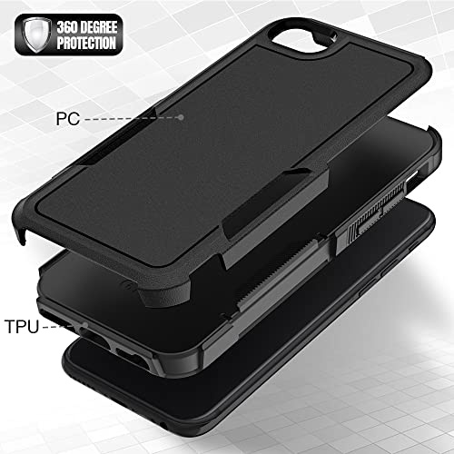 Heavy‑Duty Rugged Anti‑Drop Shockproof Protective Phone Case for iPhone SE 3rd/2rd, iPhone 8/7 Case, Durable Protective Shell, Black - color: Black, size: iPhone 7/8/SE2/SE3
