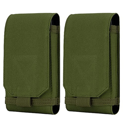 Tactical Molle Phone Holster Pouch, Universal Belt Waist Bag for iPhone 17 Pro Max/17 Pro/17/16 Pro Max/15 Pro Max/14 Pro Max/13/12, Samsung S25 Ultra/S24/S23, Size L - color: Green(2 Pack)