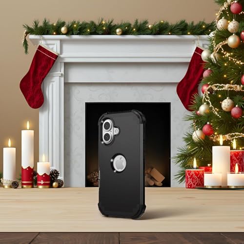 IDweel for iPhone 17 Case with Screen Protector for Men, 3 in 1 Shockproof Slim Fit Hybrid Heavy Duty Hard PC Cover Soft Silicone Bumper Full Body Anti-Fingerprint Case, Black - color: Black